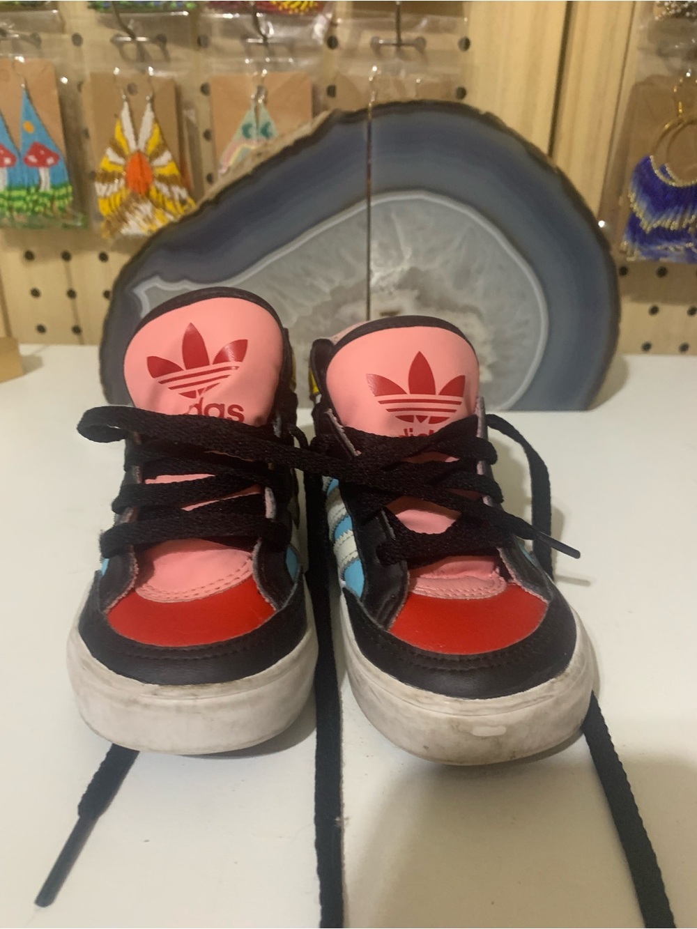 adidas Kids Low-Top Sneakers in Pink, Red & Black